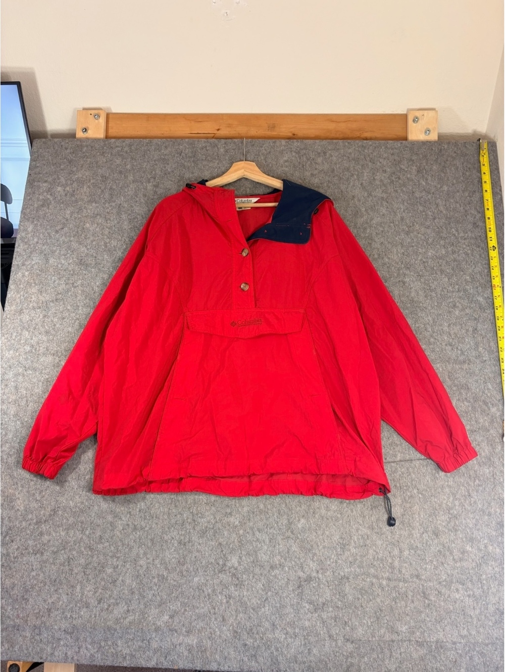 Vintage Columbia red anorak pullover windbreaker womens XL